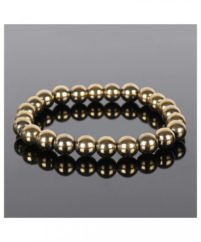 Natural Gemstone Round Beads Stretch Bracelet Healing Reiki 8-9mm Unisex Bracelet Golden Pyrite $9.78 Bracelets