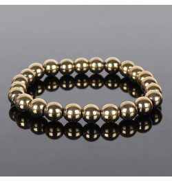 Natural Gemstone Round Beads Stretch Bracelet Healing Reiki 8-9mm Unisex Bracelet Golden Pyrite $9.78 Bracelets