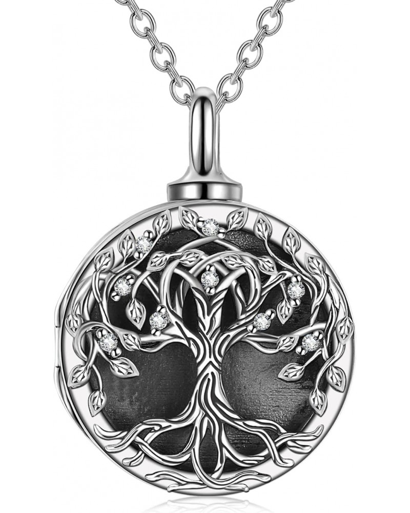 Urn Necklace for Ashes Sterling Silver Tree of Life Locket Necklace That Holds Pictures Cremation Urn Jewelry Memorial Keepsa...