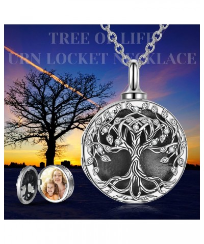 Urn Necklace for Ashes Sterling Silver Tree of Life Locket Necklace That Holds Pictures Cremation Urn Jewelry Memorial Keepsa...