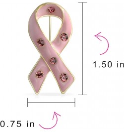 Cancer Awareness Ribbon Brooch Pin - Silver Blue Pink Purple Crystal Enamel - Symbol of Support and Survival - Silver Gold Pl...