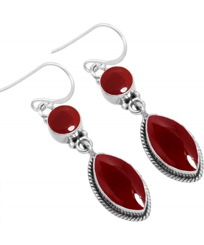 925 Sterling Silver Handmade Drop Dangle Earring for Women 2 Gemstone Statement Jewelry for Gift (98552_E) Garnet Quartz $18....