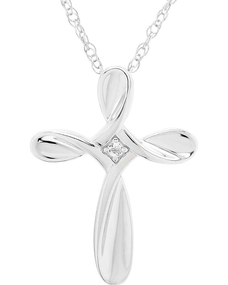 .925 Sterling Silver Gemstone Cross Pendant Necklace with Adjustable 18" Chain- Choice of Birthstone 04 April - Twist Created...