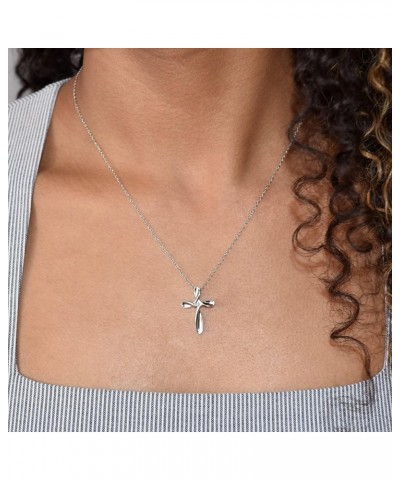 .925 Sterling Silver Gemstone Cross Pendant Necklace with Adjustable 18" Chain- Choice of Birthstone 04 April - Twist Created...