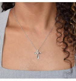 .925 Sterling Silver Gemstone Cross Pendant Necklace with Adjustable 18" Chain- Choice of Birthstone 04 April - Twist Created...