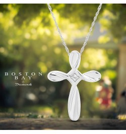 .925 Sterling Silver Gemstone Cross Pendant Necklace with Adjustable 18" Chain- Choice of Birthstone 04 April - Twist Created...