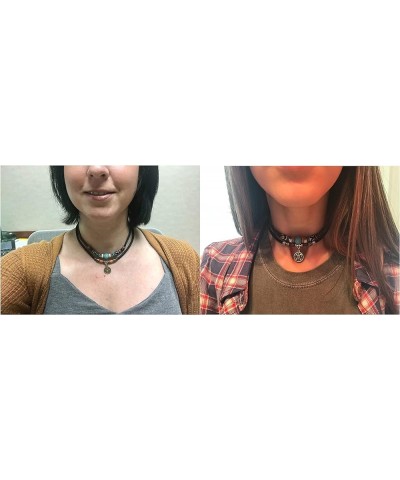 Braided Leather Necklace Vintage Style Double Layers Black Tribal Necklace with Charm Cross Pendant Style 2 $6.50 Necklaces