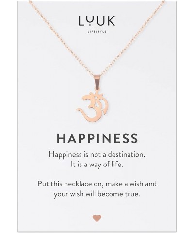 Stainless steel necklace with pendant and HAPPINESS card, 20” adjustable length, lucky charm, friendship chain, Valentine's D...