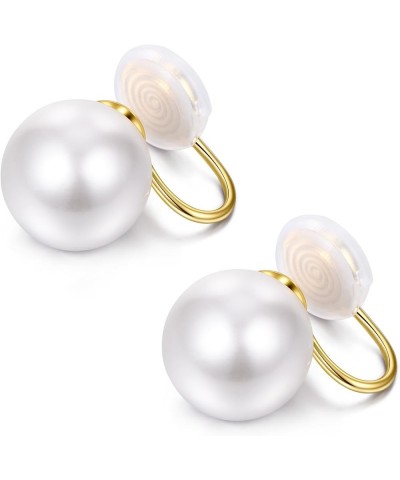 Pearl Clip On Earrings Women Gold Plated Fake Earrings Clip On Pearl Earrings non Piercing Clip Earrings Simulated Freshwater...