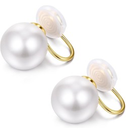 Pearl Clip On Earrings Women Gold Plated Fake Earrings Clip On Pearl Earrings non Piercing Clip Earrings Simulated Freshwater...