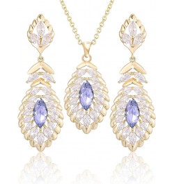 Oval Crystal Pendant Dangle Necklaces and Earrings Jewelry Sets for Women Glod Plated Jun-Lavender-14K Gold $17.07 Jewelry Sets