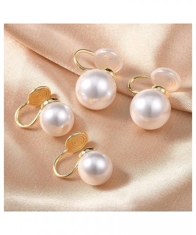 Pearl Clip On Earrings Women Gold Plated Fake Earrings Clip On Pearl Earrings non Piercing Clip Earrings Simulated Freshwater...