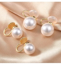 Pearl Clip On Earrings Women Gold Plated Fake Earrings Clip On Pearl Earrings non Piercing Clip Earrings Simulated Freshwater...