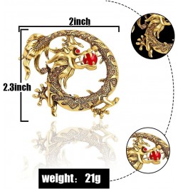 Retro Dragon Crystal Brooch Sparkling Uniquely Stylish 3D Dragon Shape Rhinestone Brooch Pin Gothic Punk Fashion Jewelry Gift...