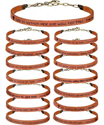 15 Pcs Christian Bracelets for Women Men Inspirational Leather Bible Verse Bracelets God Faith Scripture Friendship Bracelets...