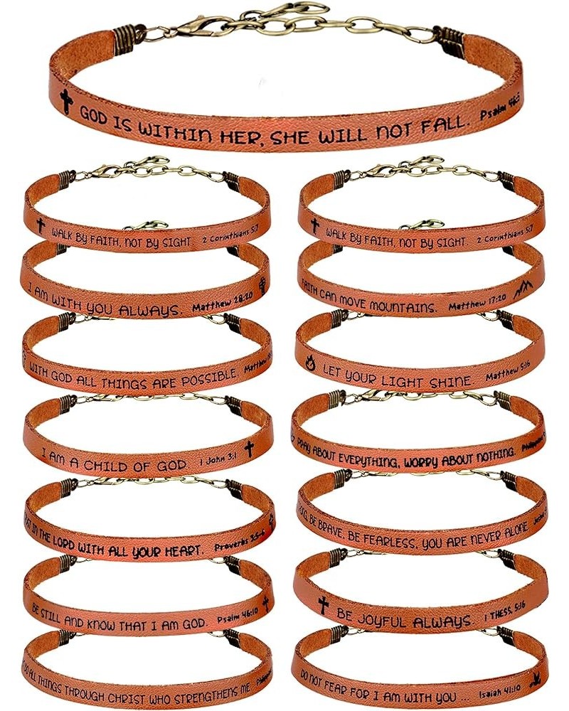 15 Pcs Christian Bracelets for Women Men Inspirational Leather Bible Verse Bracelets God Faith Scripture Friendship Bracelets...