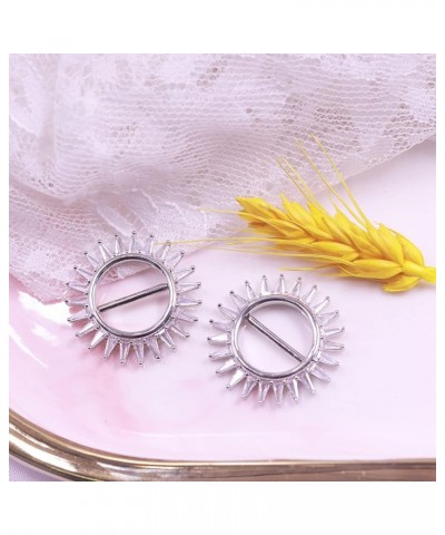 14G Nipple Rings 2Pcs 316L Nipple Clicker Nipple Piercing Jewelry with Clear Shiny Cubic Zircon for Women Girls White $10.19 ...