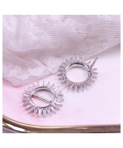 14G Nipple Rings 2Pcs 316L Nipple Clicker Nipple Piercing Jewelry with Clear Shiny Cubic Zircon for Women Girls White $10.19 ...