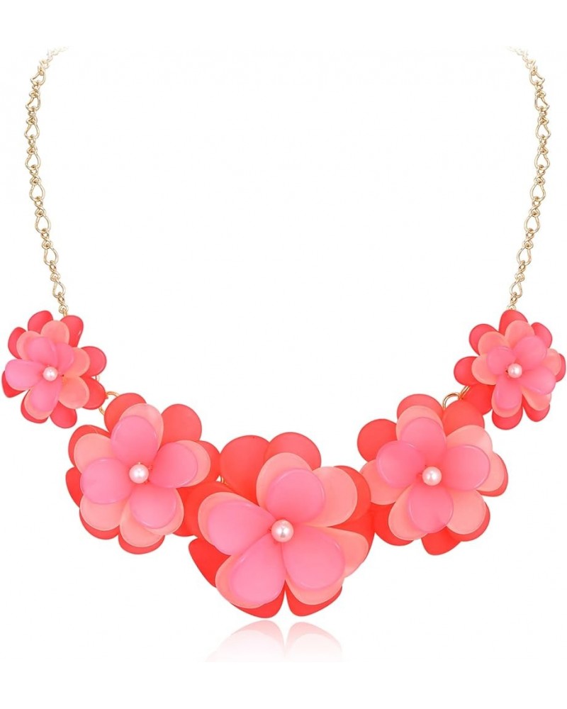 Flower Collar Necklace, Floral Flower Statement Summer Beach Chokers Necklaces for Women Girls Pink $14.99 Necklaces