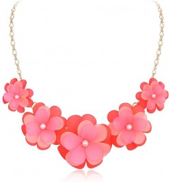 Flower Collar Necklace, Floral Flower Statement Summer Beach Chokers Necklaces for Women Girls Pink $14.99 Necklaces