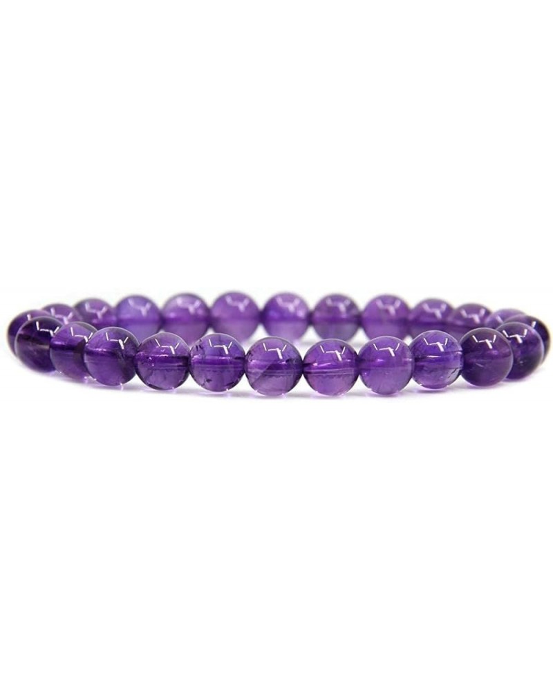 Handmade Gem Semi Precious Gemstone 8mm Round Beads Stretch Bracelet 7" Unisex Light Amethyst $6.50 Bracelets