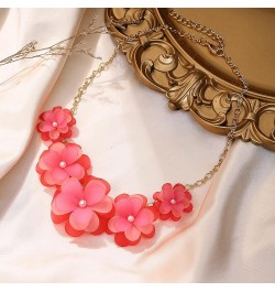 Flower Collar Necklace, Floral Flower Statement Summer Beach Chokers Necklaces for Women Girls Pink $14.99 Necklaces