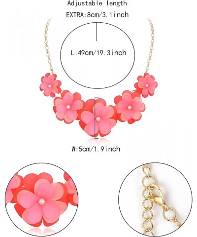 Flower Collar Necklace, Floral Flower Statement Summer Beach Chokers Necklaces for Women Girls Pink $14.99 Necklaces