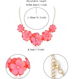 Flower Collar Necklace, Floral Flower Statement Summer Beach Chokers Necklaces for Women Girls Pink $14.99 Necklaces