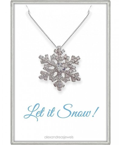 Sterling Silver Snowflake Necklace, CZ Crystal Snowflake Necklace for Women, 18 Inches $25.96 Necklaces