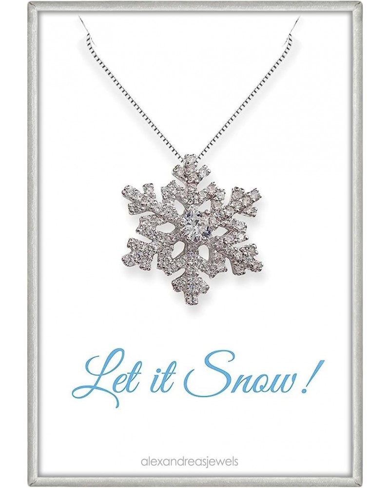 Sterling Silver Snowflake Necklace, CZ Crystal Snowflake Necklace for Women, 18 Inches $25.96 Necklaces