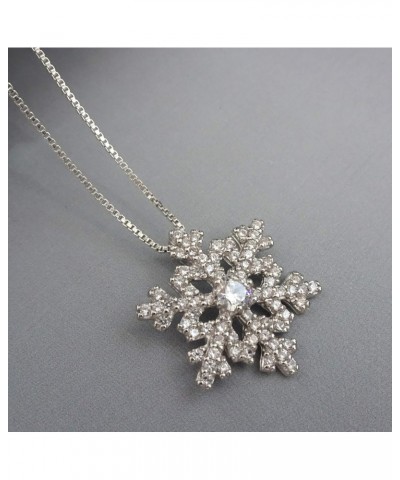 Sterling Silver Snowflake Necklace, CZ Crystal Snowflake Necklace for Women, 18 Inches $25.96 Necklaces