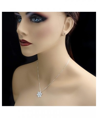 Sterling Silver Snowflake Necklace, CZ Crystal Snowflake Necklace for Women, 18 Inches $25.96 Necklaces