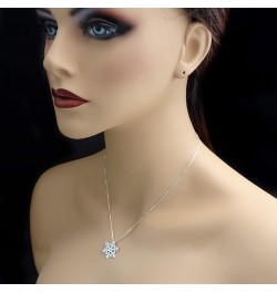 Sterling Silver Snowflake Necklace, CZ Crystal Snowflake Necklace for Women, 18 Inches $25.96 Necklaces