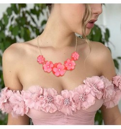 Flower Collar Necklace, Floral Flower Statement Summer Beach Chokers Necklaces for Women Girls Pink $14.99 Necklaces