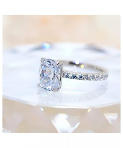 Engagement Rings Cushion Cut 1.5ct Cubic Zirconia CZ Wedding Promise Rings for Her Wedding Rings for Women… Silver $12.97 Others