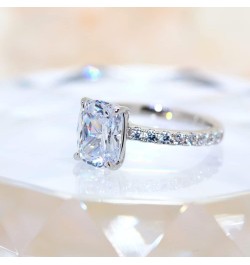 Engagement Rings Cushion Cut 1.5ct Cubic Zirconia CZ Wedding Promise Rings for Her Wedding Rings for Women… Silver $12.97 Others