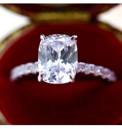 Engagement Rings Cushion Cut 1.5ct Cubic Zirconia CZ Wedding Promise Rings for Her Wedding Rings for Women… Silver $12.97 Others