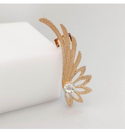 Crystal Wing Climber Earring Gold Wing Cuff Wrap Earring Lotus Cartilage Cuff Earring Jewelry for Women and Girls Gifts Left ...