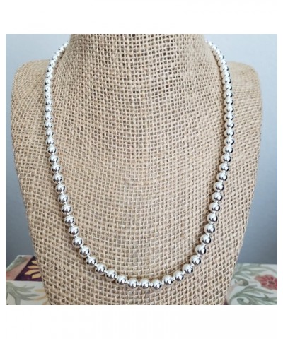 Sterling Silver 7MM 8MM Italian Bead Ball Chain Necklace- Handmade Bead Italian Necklace, Silver Bead Necklace 10MM $75.00 Ne...