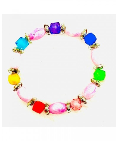 Charm Pendant Element Combination Adjustable Bracelet, Women Girls Birthday Gift Wrist Decoration Pink Color Imitation Crysta...