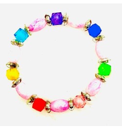 Charm Pendant Element Combination Adjustable Bracelet, Women Girls Birthday Gift Wrist Decoration Pink Color Imitation Crysta...