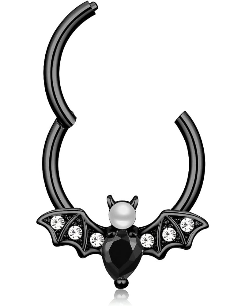 16G Septum Ring for Women Men 316L Surgical Stainless Steel Nipple Rings Cute Halloween Bat Nose Ring Seamless Hinged Segment...