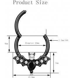 16G Septum Ring for Women Men 316L Surgical Stainless Steel Nipple Rings Cute Halloween Bat Nose Ring Seamless Hinged Segment...