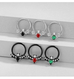 16G Septum Ring for Women Men 316L Surgical Stainless Steel Nipple Rings Cute Halloween Bat Nose Ring Seamless Hinged Segment...