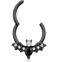 16G Septum Ring for Women Men 316L Surgical Stainless Steel Nipple Rings Cute Halloween Bat Nose Ring Seamless Hinged Segment...