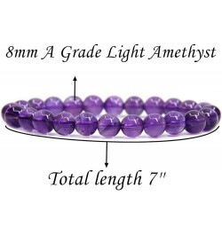 Handmade Gem Semi Precious Gemstone 8mm Round Beads Stretch Bracelet 7" Unisex Light Amethyst $6.50 Bracelets