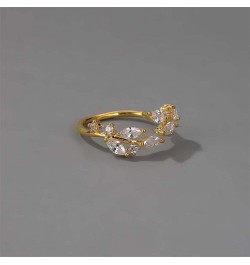 Double Leaf Wrap Rings for Women Girls Dainty Zircon Rings Adjustable Hypoallergenic leaf gold $7.50 Rings