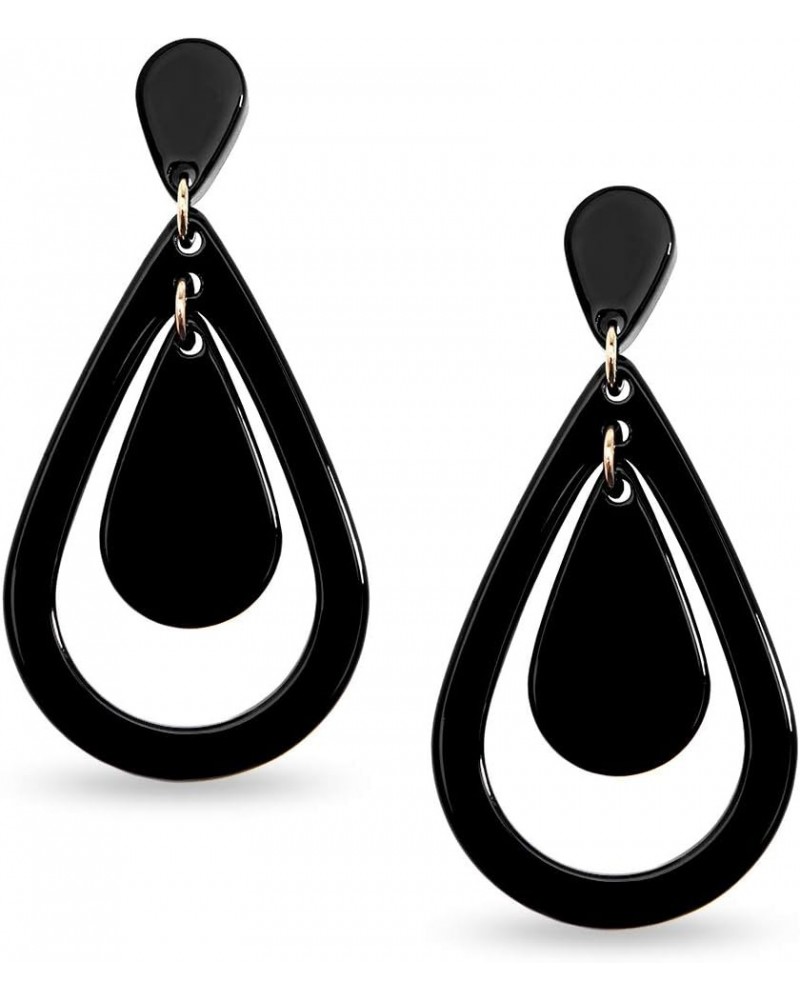 Acrylic Resin Teardrop Cutout Earrings for Women Black $13.05 Earrings