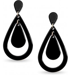 Acrylic Resin Teardrop Cutout Earrings for Women Black $13.05 Earrings