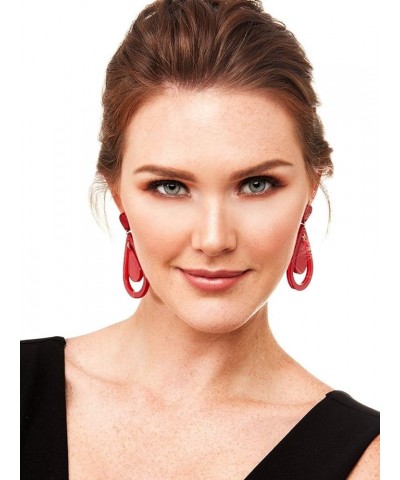 Acrylic Resin Teardrop Cutout Earrings for Women Black $13.05 Earrings